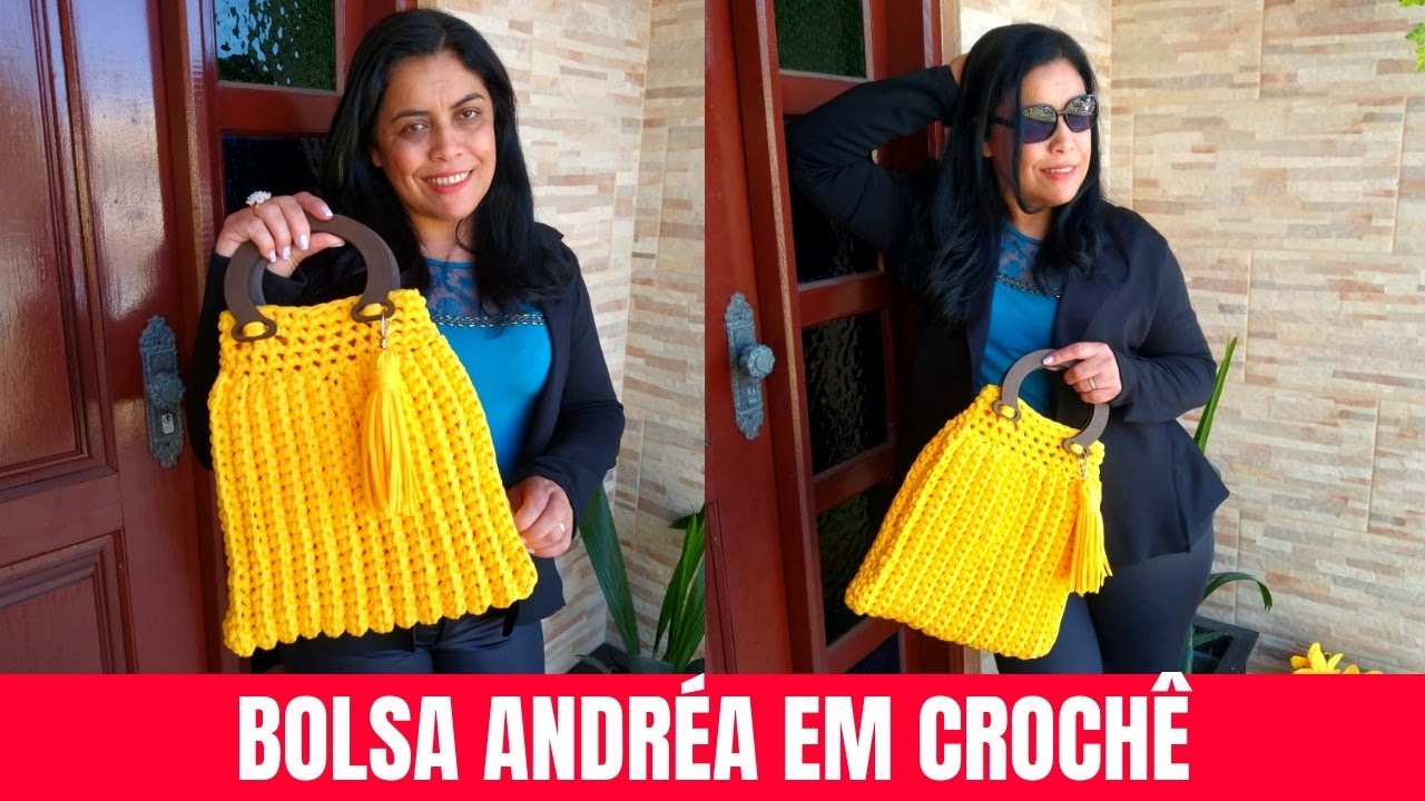 Bolsa de Crochê Amarela Andréa